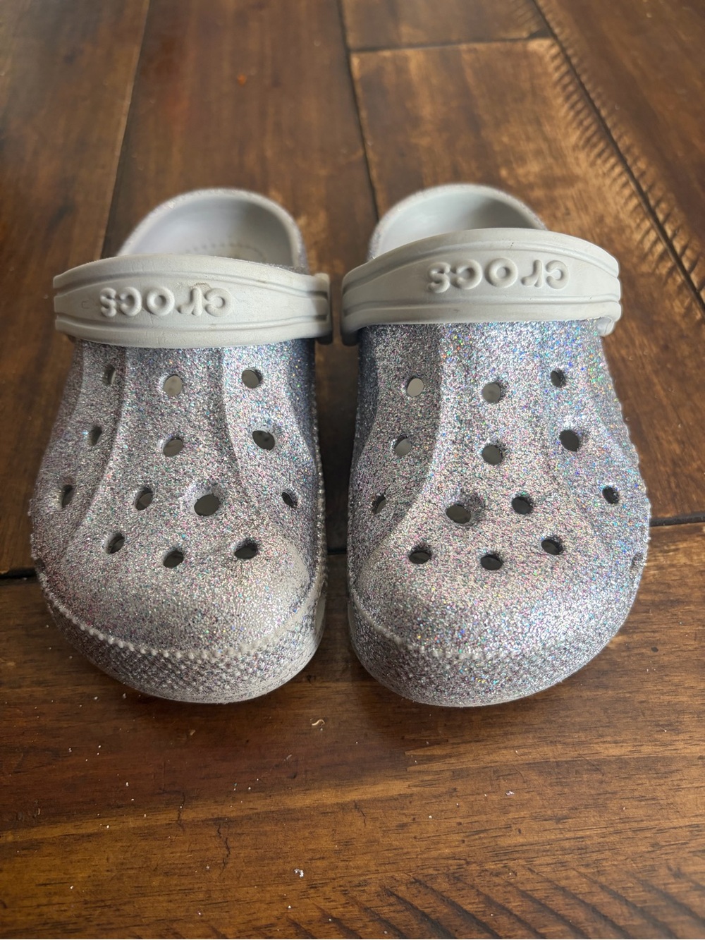 CROCS Kids' Glitter Clog in Silver
